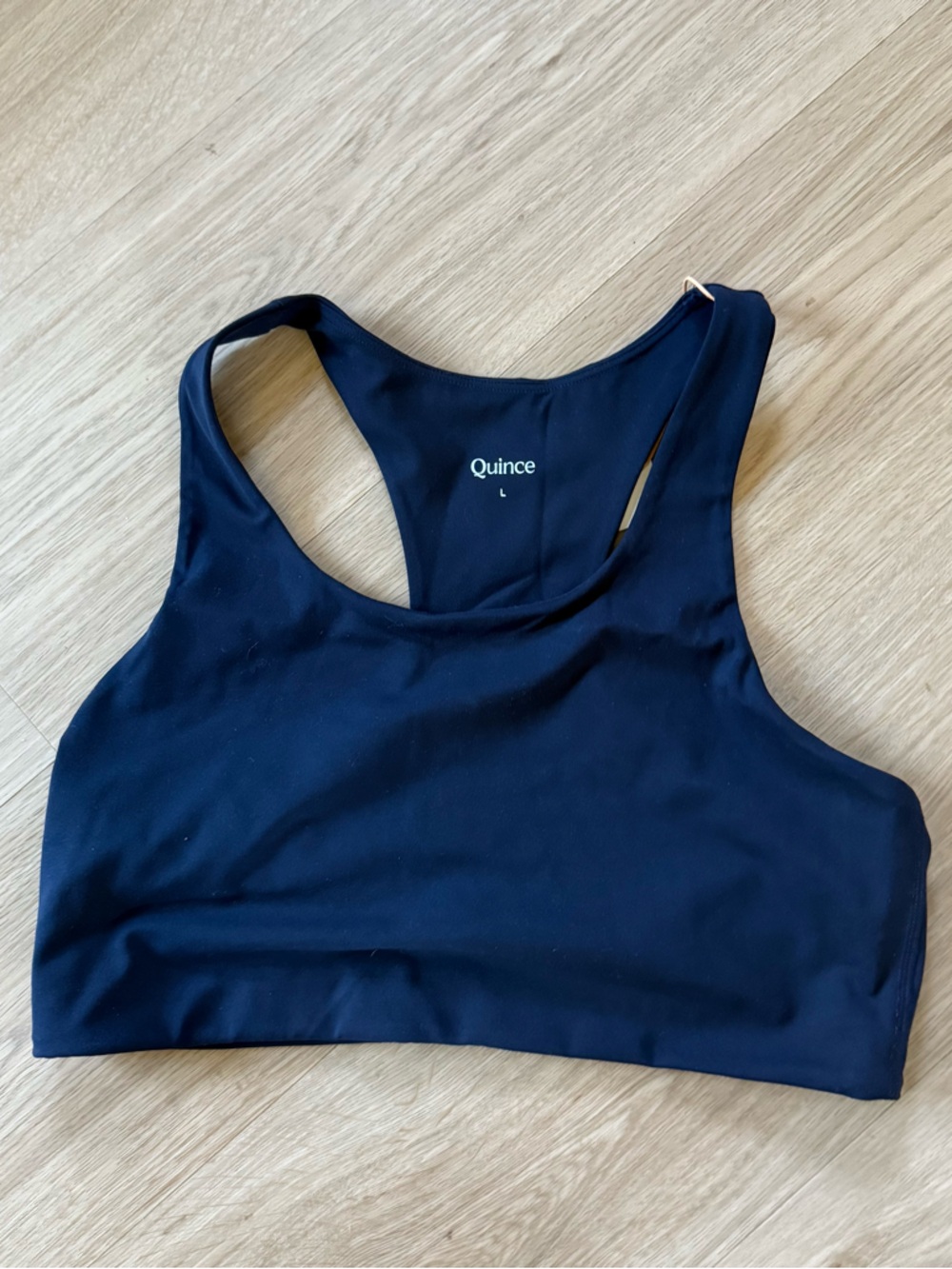 Quince Ultra Form Scoop Neck Longline Bra Sz L Navy Blue New - Picture 2 of 2